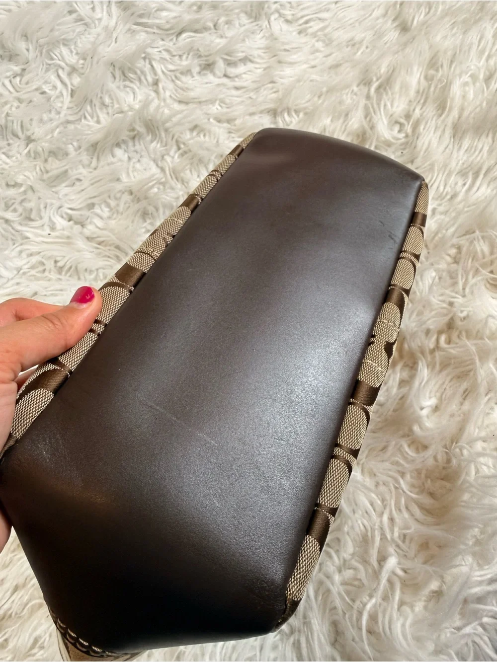 Coach Khaki and Brown Signature Canvas Tote